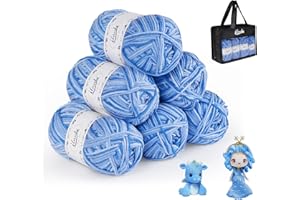 ilauke Acrylic Yarn for Knitting, 6 Pieces Hand Knitting Yarn Colour Gradient Set, 6 x 50 g Wool for Knitting and Crocheting, Crochet Yarn for Crochet and Crafts for Beginners and Children with 1