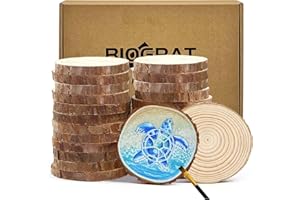 BIOGRAT Dischi di Legno Dischetti legno 8-9 cm 22 pz da Decorare, Tronco Legno
