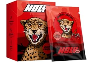 HOLY Energy Gaming Booster 10 Tasting Box “Cherry Cheetah” with Cherry Flavour Powder | 10 portions with NewCaff & Green Tea Extract | Focus Drink | Vegan with 100% natural fruit flavours
