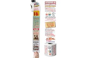 BOMBO Carta Igienica per i 18 Anni con Attestato Scherzoso | Regalo Divertente Compleanno | Rotolo Stampato con Fumetti e Battute | Gadget Spiritoso Uomo Donna | Decorazione Festa Originale