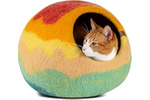 MEOWFIA Wysokiej jakości filcowe legowisko dla kota – ręcznie robione legowisko w 100% z wełny merynosów dla kotów i kociąt (żywe odcienie) (duże, Tucson Sunset)