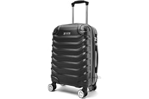 R.Leone Valigia da 1 pezzo Fino a Set 4 Trolley Rigido grande, medio, bagaglio a mano e beauty case 8 ruote in ABS 2026 (Grigio, M Medio)