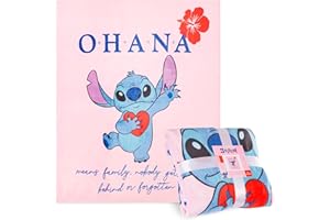 Disney Stitch Coperta Pile Simpatica, Plaid Divano Peloso Coperte Calde e Morbide per Divano Letto e Viaggi 150 x 130 cm Regalo Bambina Stitch (Rosa Stitch)