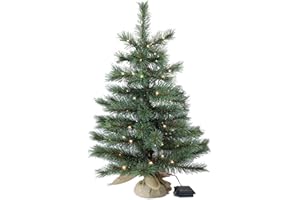 ‎GARTENPIRAT Gartenpirat Künstlicher Weihnachtsbaum 60 cm mit Drahtlichterkette 60 LED warmweiß Christbaum kiefernähnlich mit Frosteffekt beleuchtet batteriebetrieben