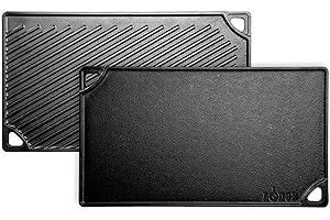 Lodge LDP3 42.55 x 24.13 cm / 16.75 x 9.5 inch Pre-Seasoned Cast Iron Rectangular Reversible Grill / Griddle, Black