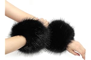 sy soul young Damen Kunstpelz Handgelenk Manschetten Winter Fuchs Pelz Armbänder Fluffy Pelz Manschette Pulswärmer Armwärmer Zubehör