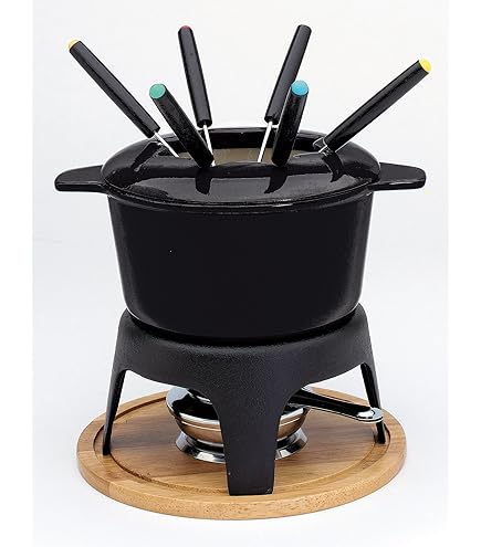 Service à Fondue en Fonte émaillée noire 10 Pièces - Sitram