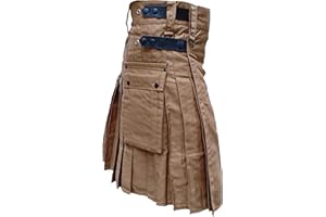 Z&N PRODUCTS Men Green/Olive Utility Kilt, Fashion Sport Utility Kilt, Adjustable Leather Straps