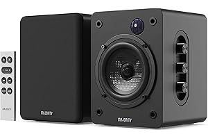 MAJORITY Bookshelf Bluetooth Speakers | Wireless Active Speakers Pair | Hi-Fi, 2.0 sound | Desktop, Monitor & PC | 60W, HD Sound, HDMI ARC, Optical, AUX & USB Playback, Remote Included D50X BLACK