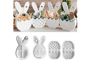 WIKIMO 4 Stück Silikonformen Gießformen Ostern für Kleiner Blumenkorb-Hase Gießformen Silikonform Ostern Frühling für DIY Osterdeko Handwerk, Geldgeschenk, Ornament (Stil A)
