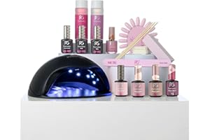 ‎PINK GELLAC Pink Gellac Gel Nägel Set - UV Nagellack Set mit Premium UV Lampe Schwarz, 4x Rosa Farbtönen 15 ml, Top Coat Gel und Base Coat, Nagelfeile, Entferner und Cleaner - Nägel Selber Machen in Salonqualität