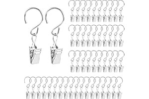 JSMTKJ 50 Stück Vorhang Clips Gardinen Metall Klammern mit S Haken Gardinenklammern für Aufhängen von Vorhängen, Fotos, Hausdekoration, Lampenhaken für Weihnachtsfeier Festival Dekoration (Silber)