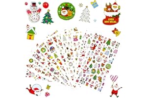 NOCHME Adesivi Natalizie 10 Fogli Oltre 500 Stickers Natale In ​​Pvc Con Bordi Dorati, Adesivi Stikers Natalizi Per Bambini Ragazzi Ragazze Scrapbooking Creazione Di Biglietti Unghie