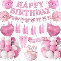 Decorazioni di compleanno con fiocco rosa