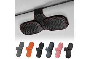 FONWUJIOT Brillenhalter für Auto Sonnenblende, Doppelschichtiger Sonnenbrillenhalter Auto, Magnetisch Sonnenbrillenhalter Auto, Universal Leder Brillenhalter für Auto Zubehör Innenraum (Karbon Schwarz Rote)