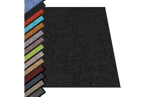 casa pura - Tappetino per Ingresso da interno Rhine tappetino antiscivolo e antipolvere, zerbino d'ingresso per interni, zerbino lavabile e ultra assorbente - Nero - 90 x 150 cm