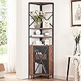 HOMISSUE 5-Tier Corner Shelf, Rustic Farmhouse Style, Large Capacity Corner Cabinet with Wine Rack, Free Standing Bookshelf for Living Room, Kitchen, Home Bar, Bedroom, Office