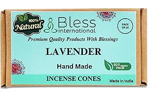 Bless International Lavender 100% naturalne stożki kadzidła ręcznie zanurzane organiczne chemikalia-wolne od oczyszczania-relaksacji-pozytywności-joga-medytacja-najlepszy-scents (liczba 10)