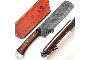 PAL 2000 SJGG 9533 Couteau de Cuisine de Chef Fait Main Lame Acier Lame Damas avec Gaine Maison Jardin Jardin Camping Outil Collection poignée de pêche et Autres Couteaux