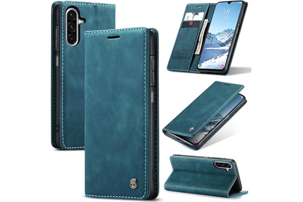Cracedily Coque pour Samsung Galaxy A17 Pochette, Etui Protection Housse Premium en Cuir PU, Etui à Rabat Pochette de Portefeuille Étui pour Galaxy A17 Case, Bleu Vert