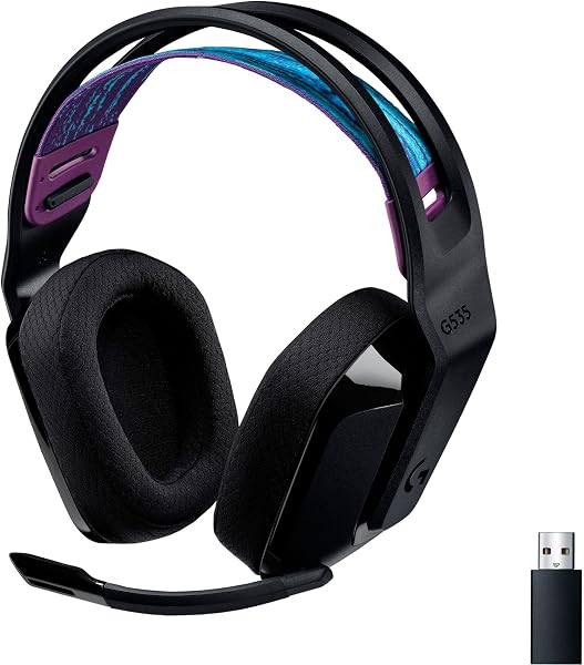 Logitech G G535 LIGHTSPEED Wireless Gaming Headset - Lightweight on-ear headphones, flip to mute mic, stereo, PC, PS4, PS5, USB rechargeable - Black - 1