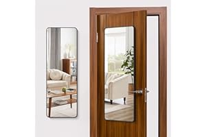 COFENY Türspiegel zum Einhängen, Höhenverstellbarer Ganzkörperspiegel mit Haken 35 × 105 cm, Rechteckiger Türspiegel Schwarzem Rahmen mit Abgerundeten Ecken für Schlafzimmer, Wohnzimmer