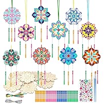 Kit Bricolage étoile DIY Lot De 9 Carillons à Vent En Bois DIY Pour Enfants - Kit Créatif Avec Peintures - Décoration Jardin Et Fêtes Carillons Vent Bois