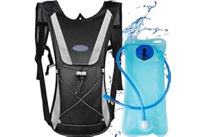 XFLYP Sac Hydratation, 5L Sac à Dos D'Hydratation avec 2L Reservoir, Sac à Dos de Course à Pied Léger avec sans BPA Vessie pour Hommes et Femmes, pour Course à Pied, Cyclisme, Randonnée