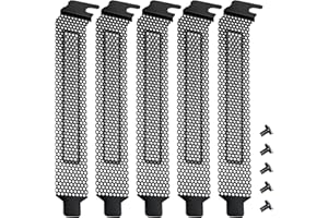 YIMATEECO PCI Slot Covers, 5Pcs Hard Steel PCI Slot Cover Dust Filter Bracket Computer Case Expansion Blank Plate Dustproof Filter with Screws for PC Computer Case (120 * 20mm, Black, 5 Pack)