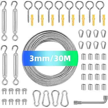 Kit Câble Acier Inoxydable 50m - 2mm Avec Accessoires