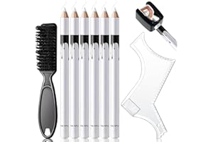 Noerrors White Barber Pencil for Lineup Hairline Beard Guide Shaping Pencils Magic Barber Chalk for Design Hairline Razor Trace Barber Pencils Set with Sharpener Ruler Brush for Men