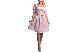 Golden Trachten-Kleid Dirndl Damen 3 TLG, Midi für Oktoberfest, mit Schürze und Bluse, 534GT