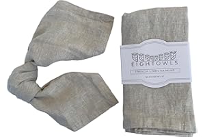 Eight Owls Linen Napkins – 100% Pure Stonewashed Linen Cloth Napkins – Mitered Corners - Size 45 cm x 45 cm – Set of 4 (Natural Oatmeal)