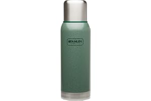 Stanley Adventure Series Vacuum Bottle 1.0 Liter Hammertone Green Double Wall Vacuum Insulation 18/8 Stainless Steel Insulated lid Leak Proof BPA free Unbreakable