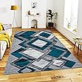 Rugs Inn Dazzling Diamond Area Rug - Large Soft Carpet Washable Non-Slip Soft Modern Indoor Shaggy Floor Rug for Living Room, Bedroom, Hallway, Lounge (Teal, 160x230cm)
