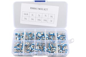HALJIA, RM065, kit di 100 pezzi assortiti di trimmer di 6 mm di 10 valori. Kit di potenziometri con resistori variabili e valigetta di plastica