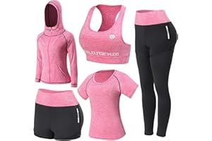 JULY'S SONG Ubrania do jogi, zestaw 5 sztuk, dres treningowy, odzież do biegania, na siłownię