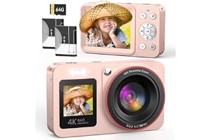 Digitalkamera 4K 64MP Vlogging Fotokamera Kompaktkamera 18X Digitalzoom Kamera für Kinder 