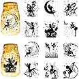 12 Autocollants Silhouettes Pour Pots Mason - Motifs Nuage, Soleil, Lune, étoiles - En PVC, Imperméables, Déco DIY - 9