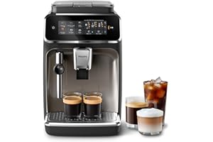 Philips 3300 Series Bean to Cup Coffee Machine - 5 Hot & Iced drinks, Classic Milk Frother & Cappuccino Maker, Quick-to-Clean, 40% Quieter, Ceramic Grinder, Fully Automatic Espresso machine EP3326/90