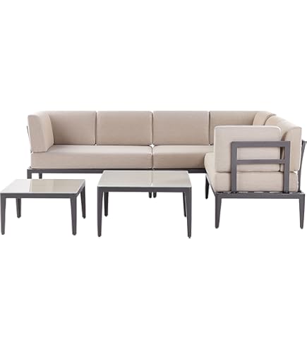 Set Giardino 5 Pezzi Outsunny - Divanetti, Poltrone E Tavolino In Alluminio, Con Cuscini, Oro Bianco - Foto 4