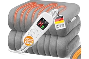 ‎KESSER KESSER® Heizdecke aus Plüsch 180x130cm Grau TÜV SÜD GS geprüft | elektrische Wärmedecke mit Timer Abschaltautomatik | Kuscheldecke Decke | 9 Temperaturstufen | waschbar bis 40°C | Digitalanzeige