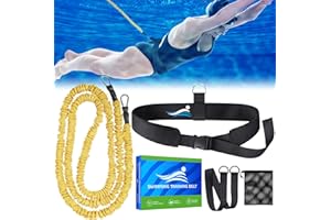 ROAXKOIS Ayuda a la natación para Piscinas de Adultos,cinturón de natación de Resistencia con Cuerda de natación Ajustable de2,5-7,5 m, para Cualquier Piscina sin Sistema contracorriente, Color Amarillo