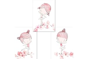 LALELU-Prints | A4 Bilder Kinderzimmer Poster | Zauberhafte Ballerina Ballett rosa | Babyzimmer Deko Mädchen | 3er Set Kinderbilder (DIN A4 ohne Rahmen)