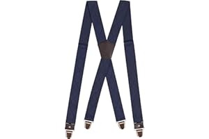 PIERROT Bretelles Homme Larges Premium Made in France - Taille Unique Ajustable - Elastique Renforcé et Finitions en Cuir - 4 Pinces Ultra Fortes en X - Garantie à vie