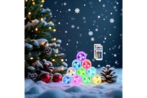 Afoosoo Halloween Kürbis Lichter RGB Unterwasser Multi Farbwechsel Flammenlose LED Runde CR2450 Batteriebetriebene Super Helle Weiße Warmweiße LED mit Fernbedienung