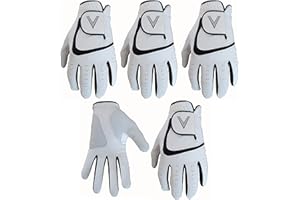 VALUE GOLF GLOVES 5 White Men's All Weather Golf Gloves Cabretta Leather Thumb & Palm Patch (Medium L/H)