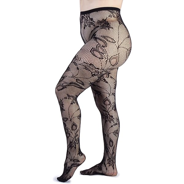 Ohmydear Collant A Vita Alta Con Buchi – Calze Autoreggenti Fishnet Per Donna Curvy, Taglie Forti, Nero - 6