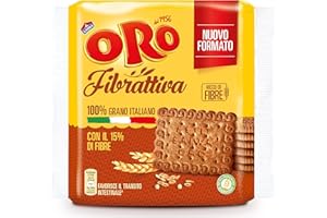 Oro Saiwa Fibrattiva, Biscotti Integrali con 15% di Fibre, 100% Grano Italiano, Consigliato per la Regolarità Intestinale, 420g