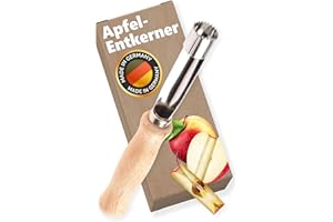 MENZ STAHLWAREN Menz Apfelentkerner - Apfelausstecher mit 8 cm Edelstahl Klinge Ø 1,5 cm, Apfelstecher mit handlichem Holzgriff, Apfelkernausstecher für Bratäpfel und zum Backen, Apfel Entkerner